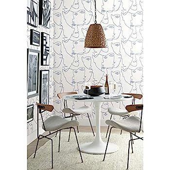 【中古】【インポート品・未当て嵌める】York Wallcoverings PSW1214RL ブルーパブロポートレート プレミアムピールアンドスティック壁紙