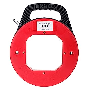 【中古】【輸入品・未使用】LuckyHigh 200フィート (60m) フィッシュテープ ハンドワイヤー プラー スプリングスチール 幅3mm フィッシュテープ レッドプラスチックケース