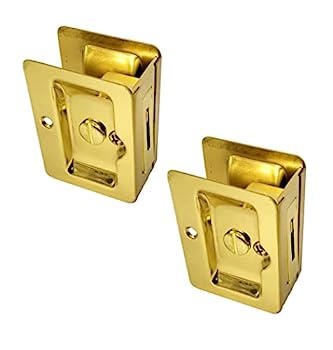 【中古】【インポート品・未当て嵌める】QCAA ソリッドブラス 矩形衣嚢 スライドドアプル、秘め事鍵を掛ける、7.88糎 X6.86糎、ポリッシュブラス、2容器に並べる、中華民国製 日用品雑貨・文房具・手芸-その他