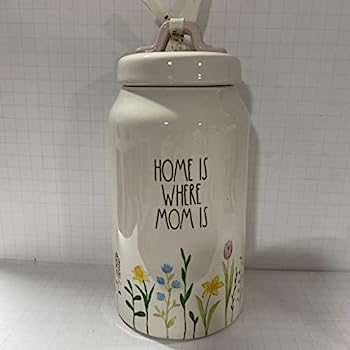 【中古】【輸入品・未使用】Rae Dunn HOME IS WHERE MOM IS キャニスター - セラミック - 母の日 - 花付き