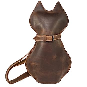 【中古】【輸入品・未使用】Hide & Play、子猫形のバックパック、フルグレインレザーから手作り - ペット愛好家アクセサリー、旅行や日常使用に最適 - バーボンブラウン, バ