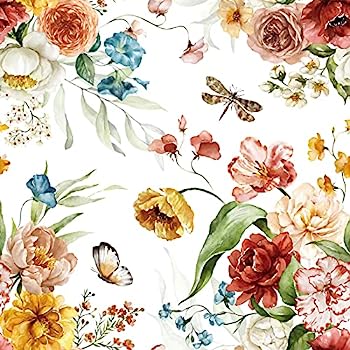 【中古】【インポート品・未当てはめる】VaryPaper トンボ 花柄 接点調査報告 17.7in x 315in お花壁紙 剥がして貼るだけ