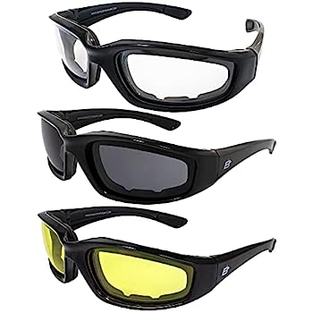 【中古】【輸入品・未使用】BIRDZ パッド入り オートバイライディング グラス スモーク クリア イエロー 飛散防止 ポリカーボネートレンズ 最大UV保護 傷防止 コーティング