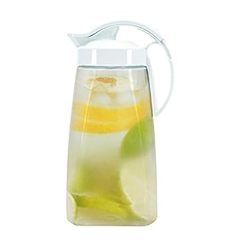 【中古】【輸入品・未使用】QuickPour Airtight Pitcher with Locking Spout Japanese Made - For Water, Coffee, Tea, & Other Beverages - 2.3 Quarts - White by Pratico