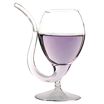 【中古】【輸入品・未使用】(1) - LOHOME Creative Vampire Filter Red Wine Glass, Clear Juice Cup, Goblet With Drinking Tube Straw High Gorosilicate Glass Wine Deca画像