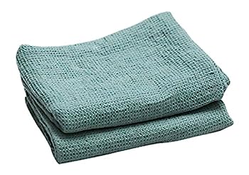 【中古】【輸入品・未使用】LinenMe スパグリーン2枚セット リネンワッフルハンドタオル ウォッシュ加工 20インチ x 28インチ