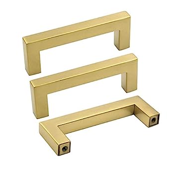 【中古】【輸入品・未使用】ゴールドキッチンキャビネット引き出しプルノブ家具ハードウェア???goldenwarm lsj12gd真鍮ブラシ引き出しハンドルモダン正方形浴室キャビネ 17,678円