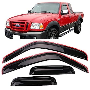【中古】【輸入品・未使用】IKON MOTORSPORTS ウィンドウバイザー 1999-2011 フォード レンジャー マツダ | スリムスタイル アクリル スモーク 着色 4PC サンレインシェード