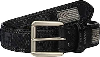【中古】【インポート品・未当て嵌める】Ariat Sport Patriot 亜米利加軍旗溜め桶\u0026ローラーバックルベルト付き添い人 US 大きさ: 46 色つや: 黒いこと