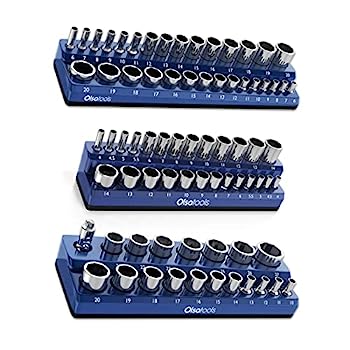 【中古】【輸入品・未使用】Olsa Tools 磁気ソケットオーガナイザー | 3ピースソケットホルダーキット | 1/2インチ 3/8インチ ドライブ1/4インチ | メトリックブルー | ソケ