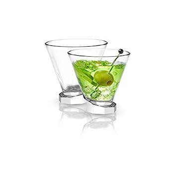 【中古】【輸入品・未使用】JoyJolt Aqua Vitae Martiniグラス 2個セット クリスタルガラス ラウンドドリンクグラス オクタゴンベース ステムレスカクテルグラス デザートグ｜スカイマーケットプラス