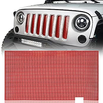 【中古】【輸入品・未使用】Hooke Road Wrangler レッドグリルメッシュインサート フロントグリル バグスクリーンディフレクター Jeep JK Wrangler 2007-2018対応