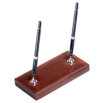 【中古】【輸入品・未使用】ダークブラウンボンデッドレザーダブルペンスタンド