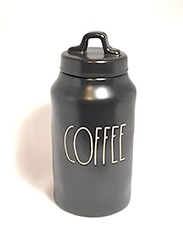 【中古】【インポート品・未当てはめる】Rae Dunn 9in トール 黒いこと コーヒーキャニスター 白いことレタリング