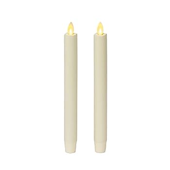 【中古】【輸入品・未使用】Luminara 2個セット 動く炎 LEDテーパー(1x9.75) フレームレスキャンドル 溶けたエッジ スムースワックス 無香料 (ホワイト)