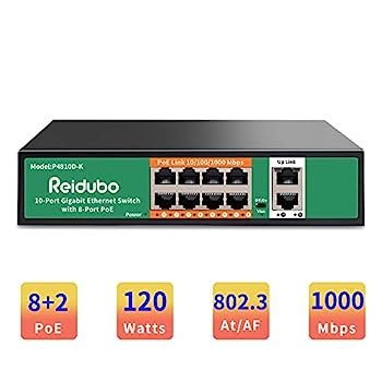 【中古】【インポート品・未当て嵌める】Reidubo 8界面 ギガビット PoE取り替えっこ 引き上げる繋がり2個付き添い人 1000Mbps PoEイーサネット 非管理すること網状組織取り替えっこ 120W プラグアンドプレイ