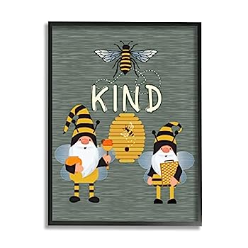 【中古】【輸入品・未使用】Stupell Industries Clever Be Kind Garden Gnomes Bumble Bees Buzzing Linda Birtel デザイン｜スカイマーケットプラス