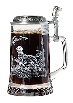 【中古】【輸入品・未使用】ラブラドール犬 マラードアヒル ガラスビールジョッキ 金属蓋と親指リフト付き