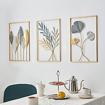 【中古】【輸入品・未使用】FUNTEREST ゴールドメタル 壁装飾 葉 壁掛け装飾 3個セット メタルウォールアート ホームデコ リビングルーム オフィス 寝室 ホテル用|スカイマーケットプラス