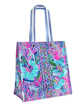 【中古】【輸入品・未使用】Lilly Pulitzer マーケット ショッパーバッグ 再利用可能 食料品トート ショルダーバッグ 農産物や旅行に, Lil Earned Stripes, 2XL