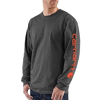 【中古】【輸入品・未使用】Carhartt Men's Big-Tall Signature Sleeve Logo Long Sleeve T Shirt Original Fit, Carbon Heather, 3X-Large/Tall|スカイマーケットプラス