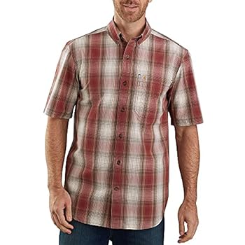 【中古】【輸入品・未使用】Carhartt Men's 104174 Relaxed Fit Lightweight Plaid Shirt - Small - Dark Barn Red｜スカイマーケットプラス