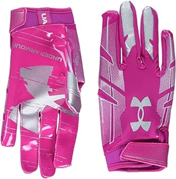 【中古】【インポート品・未当て嵌める】Under Armour Boys\u0027 F8 Football Gloves , Tropic Pink (654)/Metallic Silver , Youth Small その他-スポーツ・アウトドア