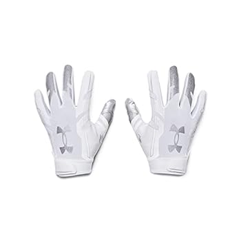 【中古】【輸入品・未使用】Under Armour Boys' F8 Football Gloves , White (100)/Metallic Silver , Youth Medium