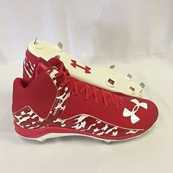 【中古】【輸入品・未使用】Under Armour メンズ チームヤード ミッドST ベースボールクリーツ レッド/ホワイト/迷彩 サイズ13 M｜スカイマーケットプラス