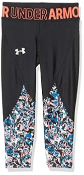 【中古】【輸入品・未使用】Under Armour アーマー ヒートギア プリント ファッション クロップ Youth Small ブラック