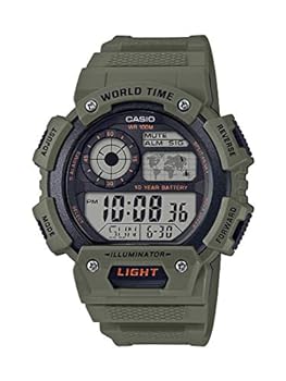 【中古】【輸入品・未使用】Casio Men's World Time Chronograph Green Resin Watch