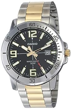 【中古】【輸入品・未使用】Casio MTP-VD01SG-1BV Men's Enticer Two Tone Stainless Steel Black Dial Casual Analog Sporty Watch