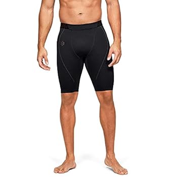 【中古】【インポート品・未当て嵌める】UNDER ARMOUR(アンダーアーマー) UA混雑時 ロング シームレス さる股引き(形づくる/MEN) (1351455) (001)Black LG(L)