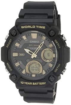 【中古】【輸入品・未使用】Casio (カシオ) 10年バッテリー ワールドタイム カウントダウンタイマー アナログデジタル腕時計 (モデル: AEQ-120W-9AV), ブラック, デジタル