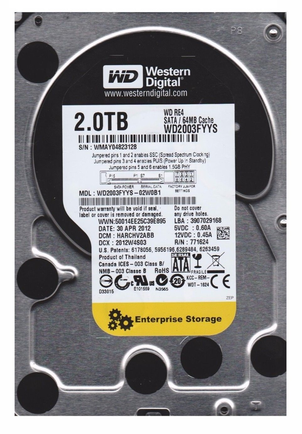 【中古】【非常に良い】Western Digital Re4 Wd2003fyys 2tb Sata2 64mb Raid Hard Drive Rotational Speed Interface by Western
