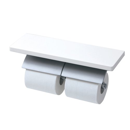 【中古】【非常に良い】TOTO 二連紙巻器 棚付き(天然木) メタル製(マット) ホワイト YH63KM#NW1 芯棒固定式