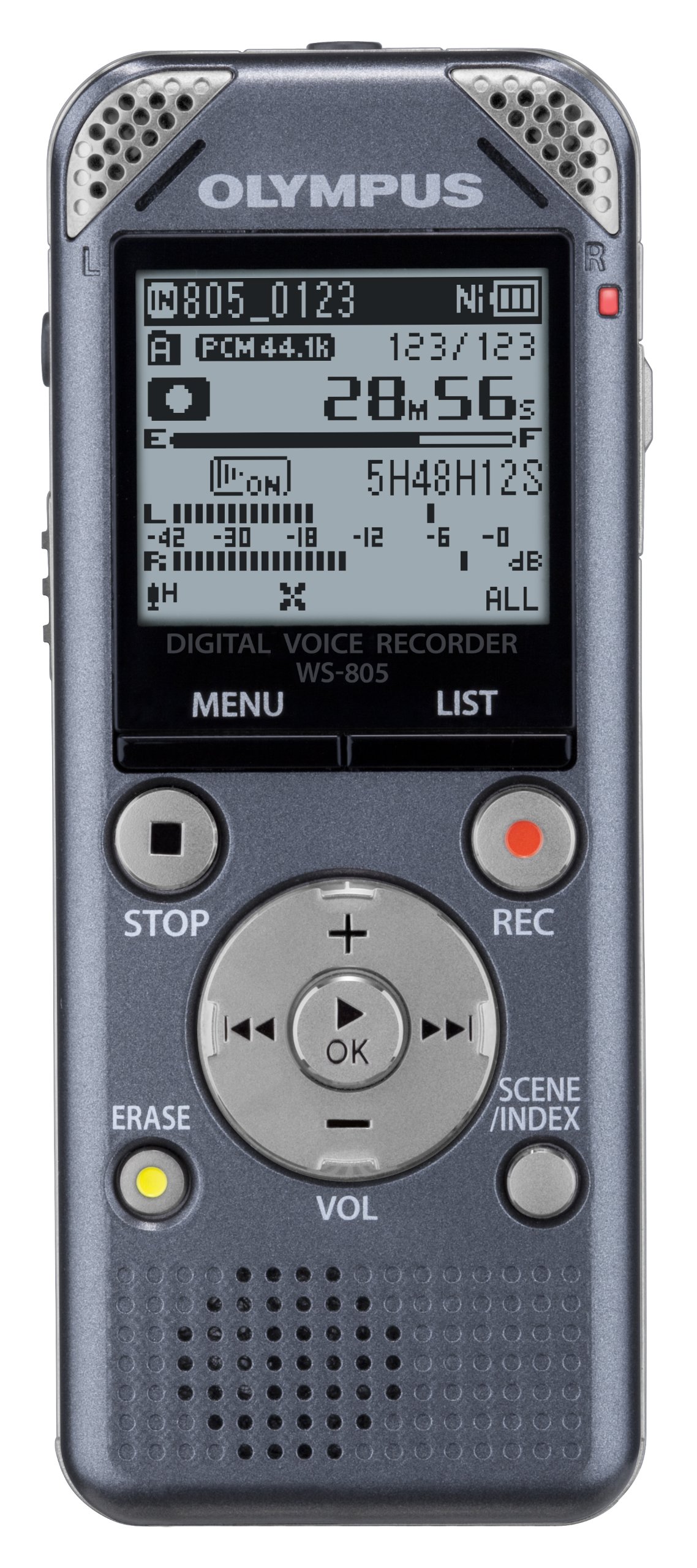 【中古】【非常に良い】OLYMPUS ICレコーダー VoiceTrek 4GB リニアPCM対応 FMチューナー付 GRY グレー WS-805