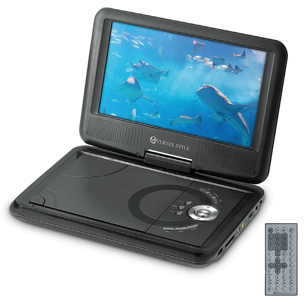 【中古】【非常に良い】VERTEX ヴァーテックス ポータブルDVDプレーヤー ブラック PDVD-V092BK