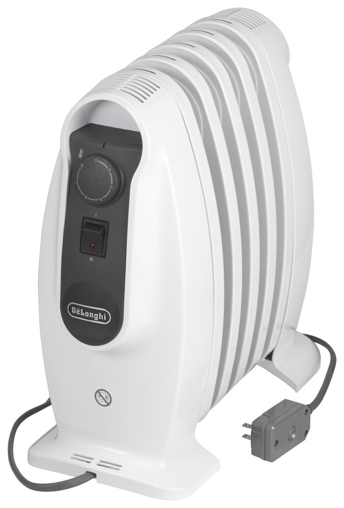 【中古】【非常に良い】デロンギ(DeLonghi) オイルヒーター ピュアホワイト+ミディアムグレー ミニL字型フィン5枚 【1~3畳用】 NJM0505