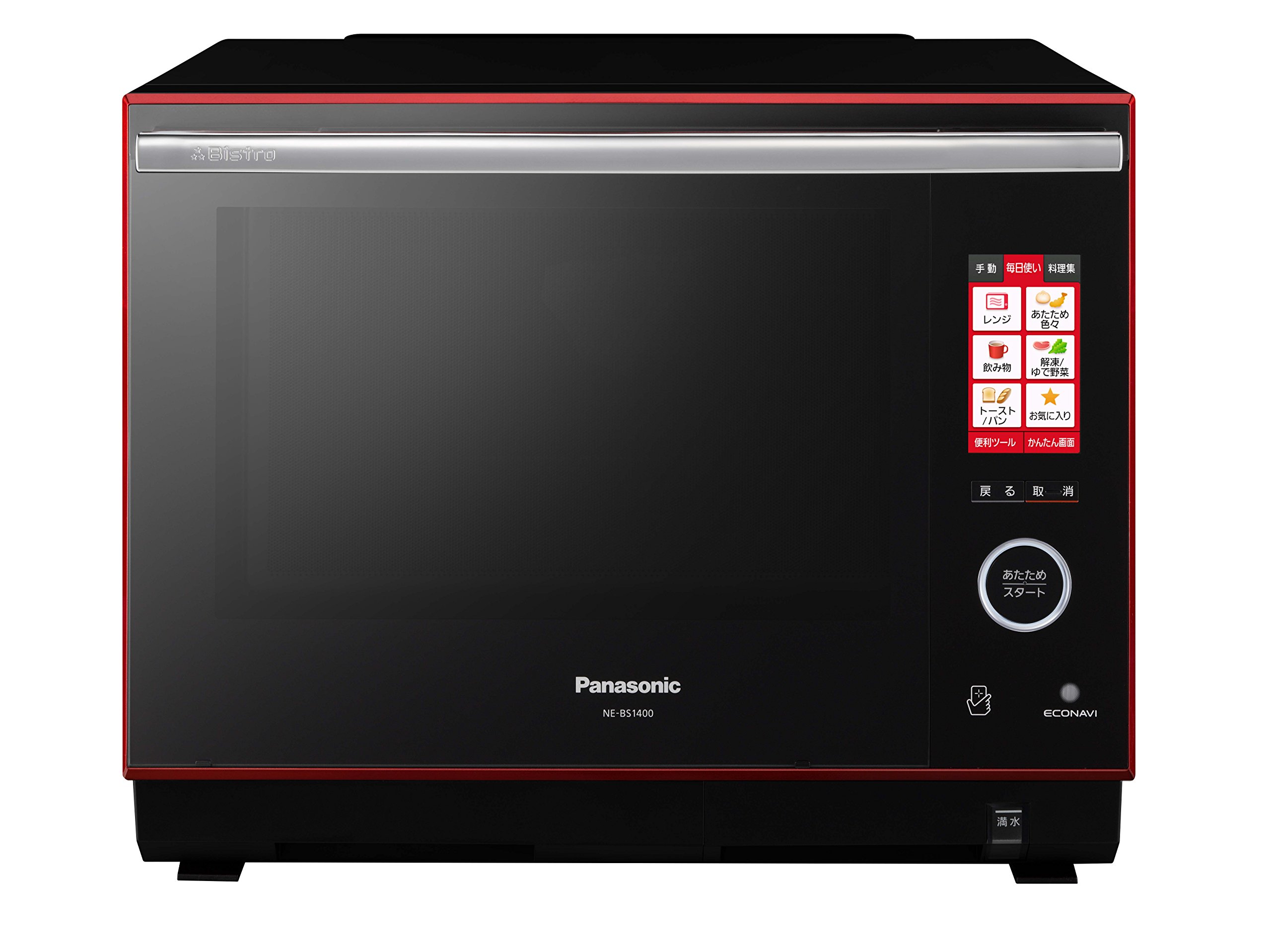 【中古】【非常に良い】パナソニック ビストロ スチームオーブンレンジ 30L ヘルツフリー ルージュブラック NE-BS1400-RK