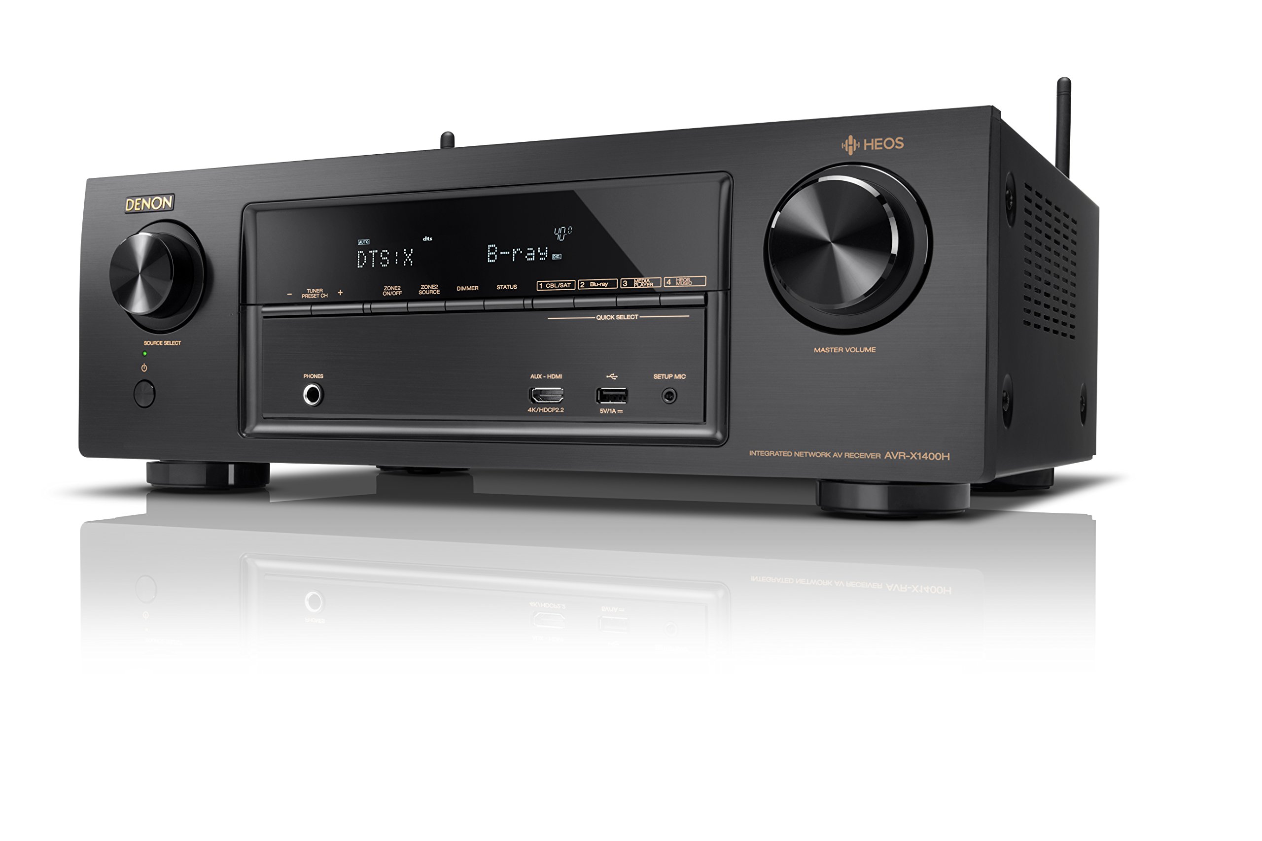 【中古】【人並み外れたに好いたらしい】Denon AV受信システム 7.2ch Dolby Atmos/DTS:X/HEOS役立つこと積み上げる エントリー社会階級 黒いこと AVR-X1400H-K