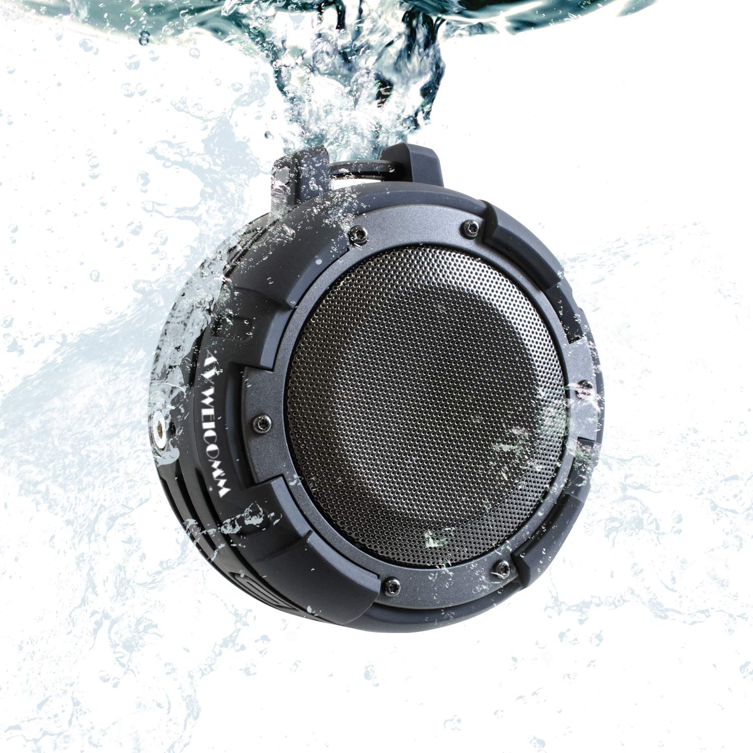 【中古】【人並み外れたに似つかわしい】KYOHAYA Bluetooth 金棒引き アウトドア 雨合羽 IPX8 風呂 吸盤 重低音部 大音の大きさ 車 小型 パウダーコンパクト 携帯型 マイクロホン付き添い人 5W最終生産物 カラビナ属する 吸盤マウント属する 渦巻形