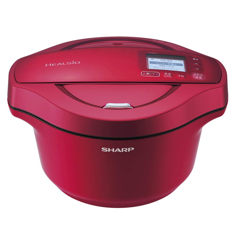 【中古】【非常に良い】シャープ ヘルシオ ホットクック 電気 調理 無水 鍋 2.4L(2~6人用) スマホ連携 レッド KN-HW24C-R