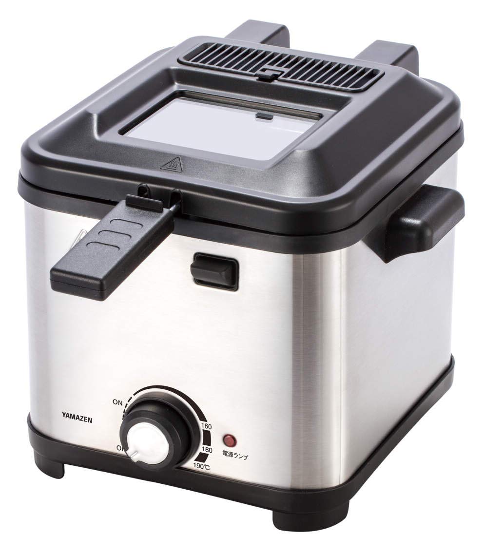 【中古】【非常に良い】[山善] 電気フライヤー 1.5L 家庭用 卓上 コンパクト ダイヤル式 温度調節 バスケット 蓋付き シルバー YAD-F800(S)