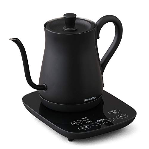 【中古】【非常に良い】アイリスオーヤマ 電気ケトル ドリップケトル 600ml 9段階温度調節付 保温設定付 沸騰後自動電源OFF ブラック IKE-C600T-B
