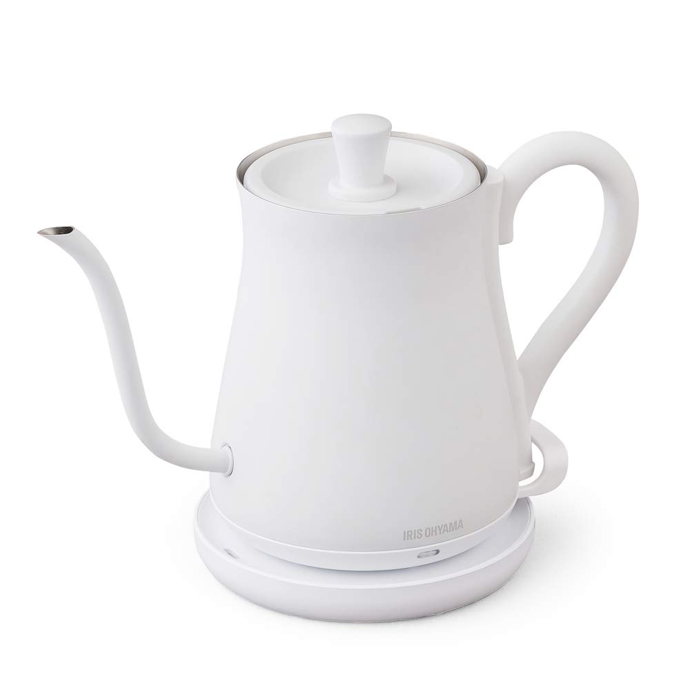 【中古】【非常に良い】アイリスオーヤマ 電気ケトル ドリップ式 600ml アンティーク調 ホワイト IKE-C600-W 節電対策