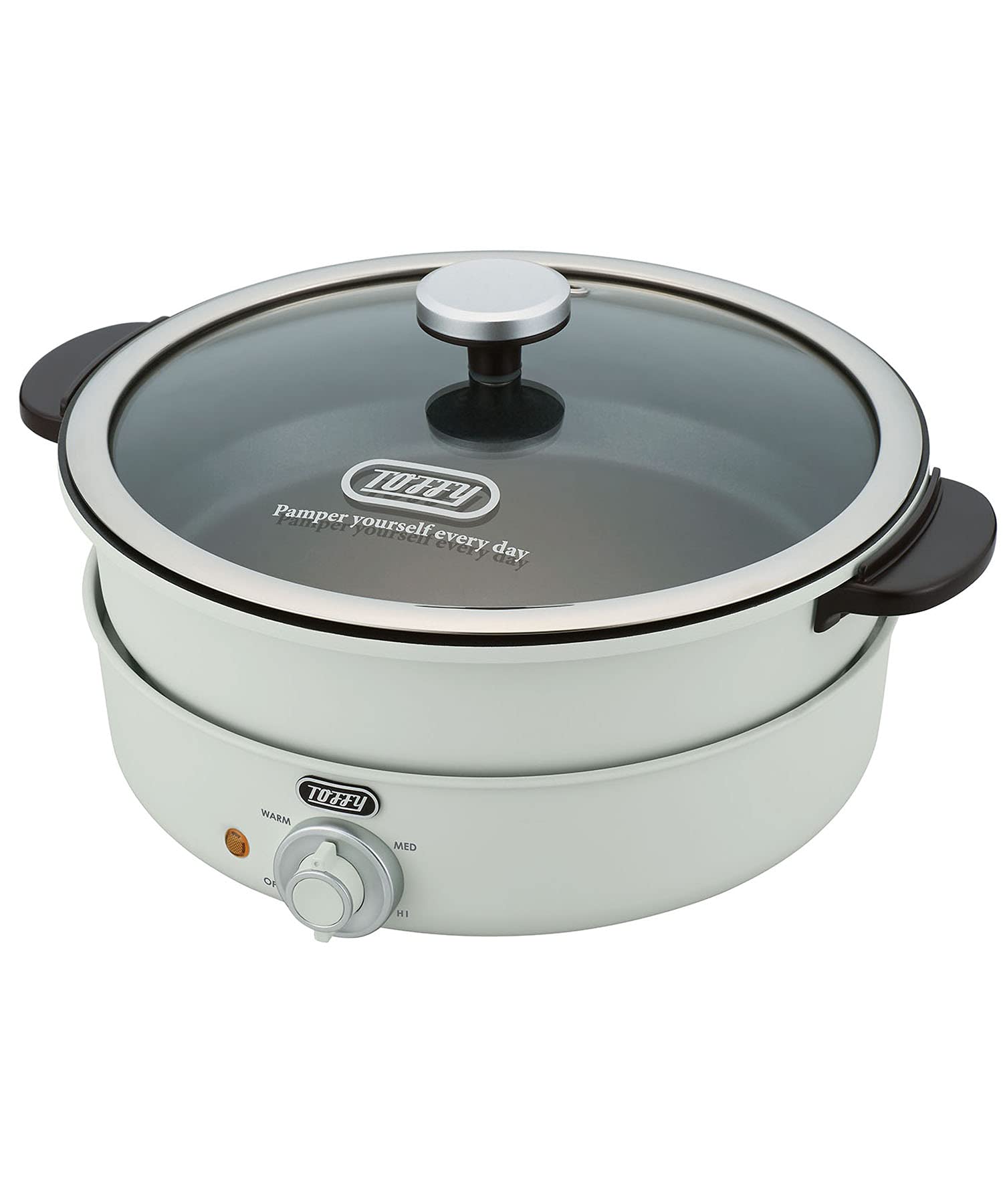 【中古】【非常に良い】【Toffy/トフィー】 電気グリル鍋 K-HP2 たこ焼きプレート 3WAY 煮る 焼く 炊く 蒸す 3.5L 1200W高火力 2色鍋 チーズフォンデュ レトロ アッシュホワイト K-HP2-A