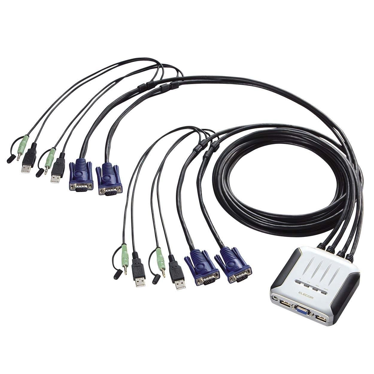 【中古】【人並み外れたに似つかわしい】エレコム KVM取り替えっこ USB VGA 金棒引き 4台 KVM-KU4