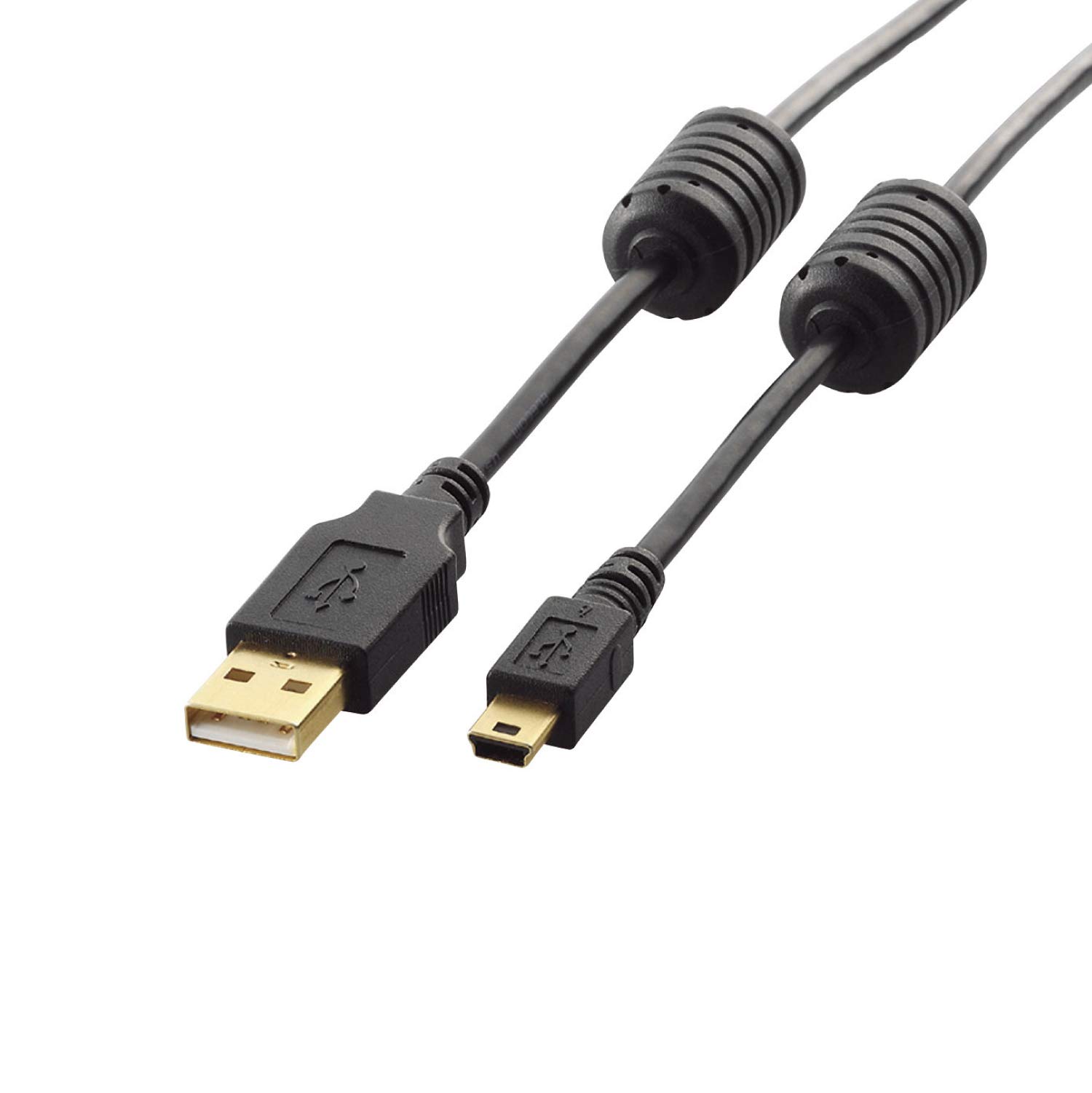 【中古】【非常に良い】エレコム USBケーブル 【miniB】 USB2.0 (USB A オス to miniB オス) フェライトコア付 2m ブラック U2C-MF20BK