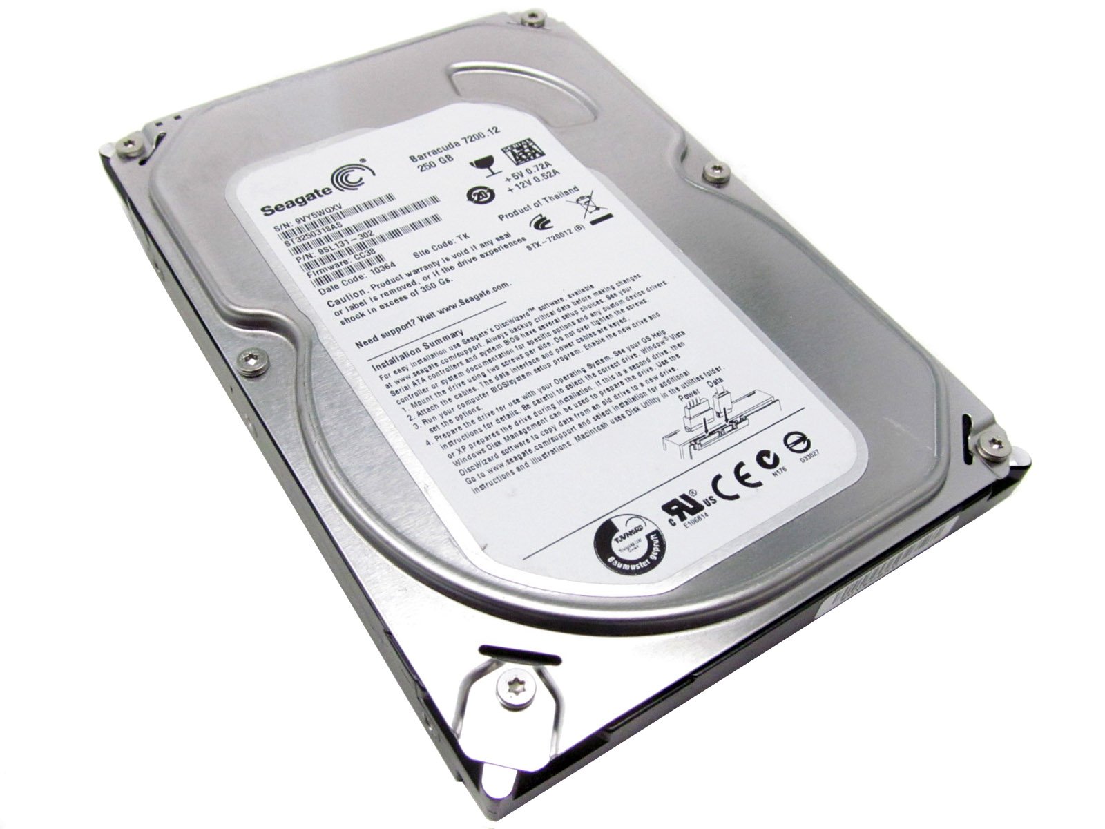 【中古】【非常に良い】Seagate Barracuda 250 GB 7200 RPM SATA 3Gb / s 8MBキャッシュ3.5インチ内蔵ハードドライブST3250318ASベアドライブ